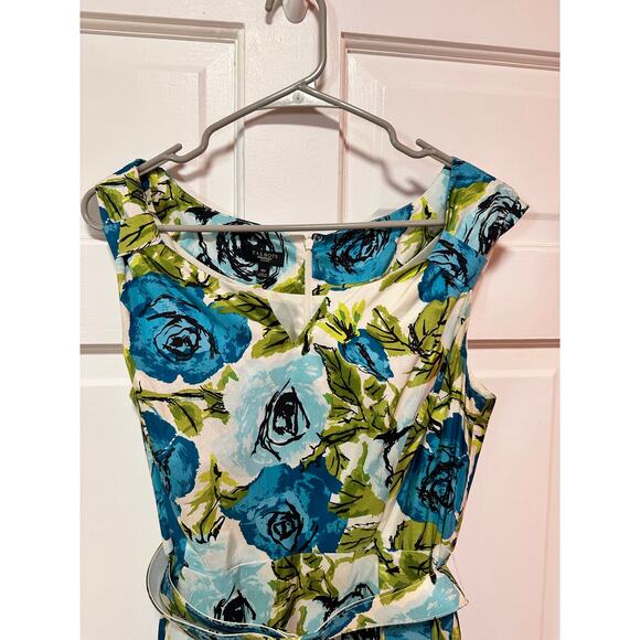 Talbots Floral Fit and Flare Midi Silk Dress size 10P - Picture 3 of 8